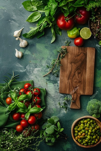 Zestaw świeżych składników na stole